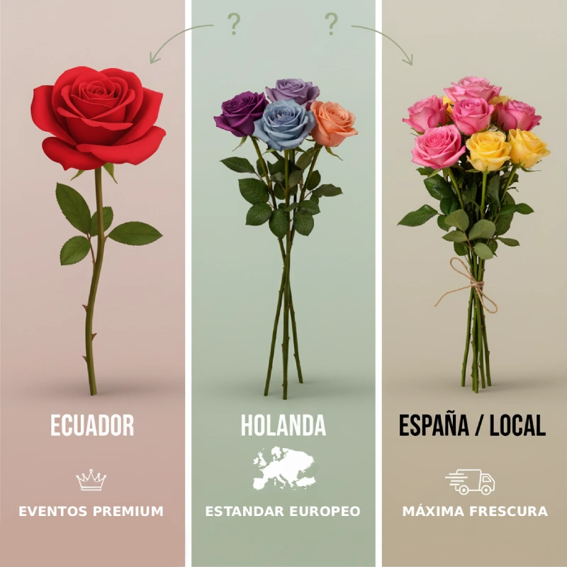 Infografía sobre el origen y procedencia de las rosas
