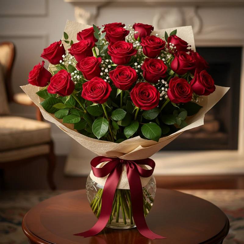 Ramo de rosas rojas perfectas para floristas
