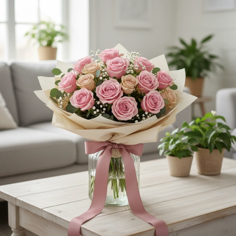 Ramo de rosas de las variedades Sweet Avalanche y Quicksand