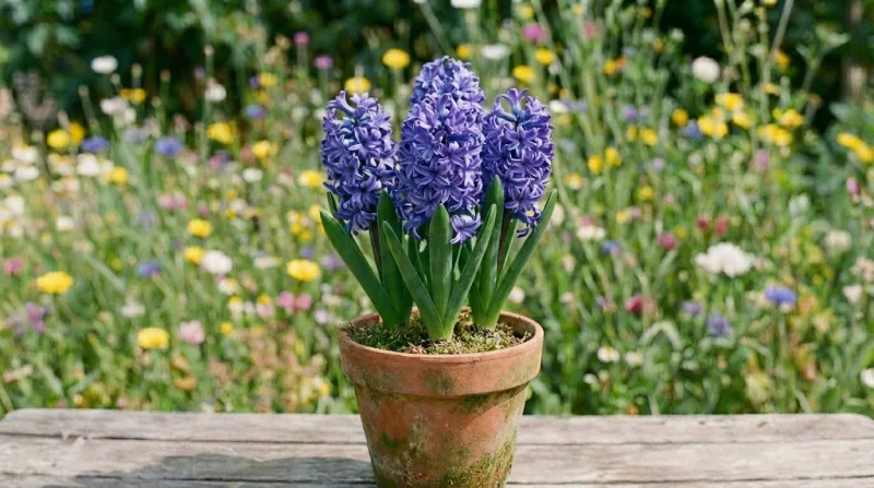 jacinto Jacinto azul en maceta de interior.