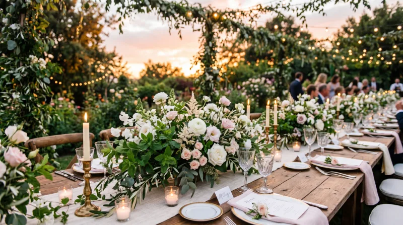 Ramo de novia asimétrico decorado con hojas de hierbabuena aromática