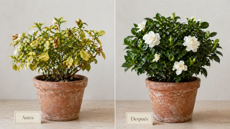 Gardenia enferma vs sana